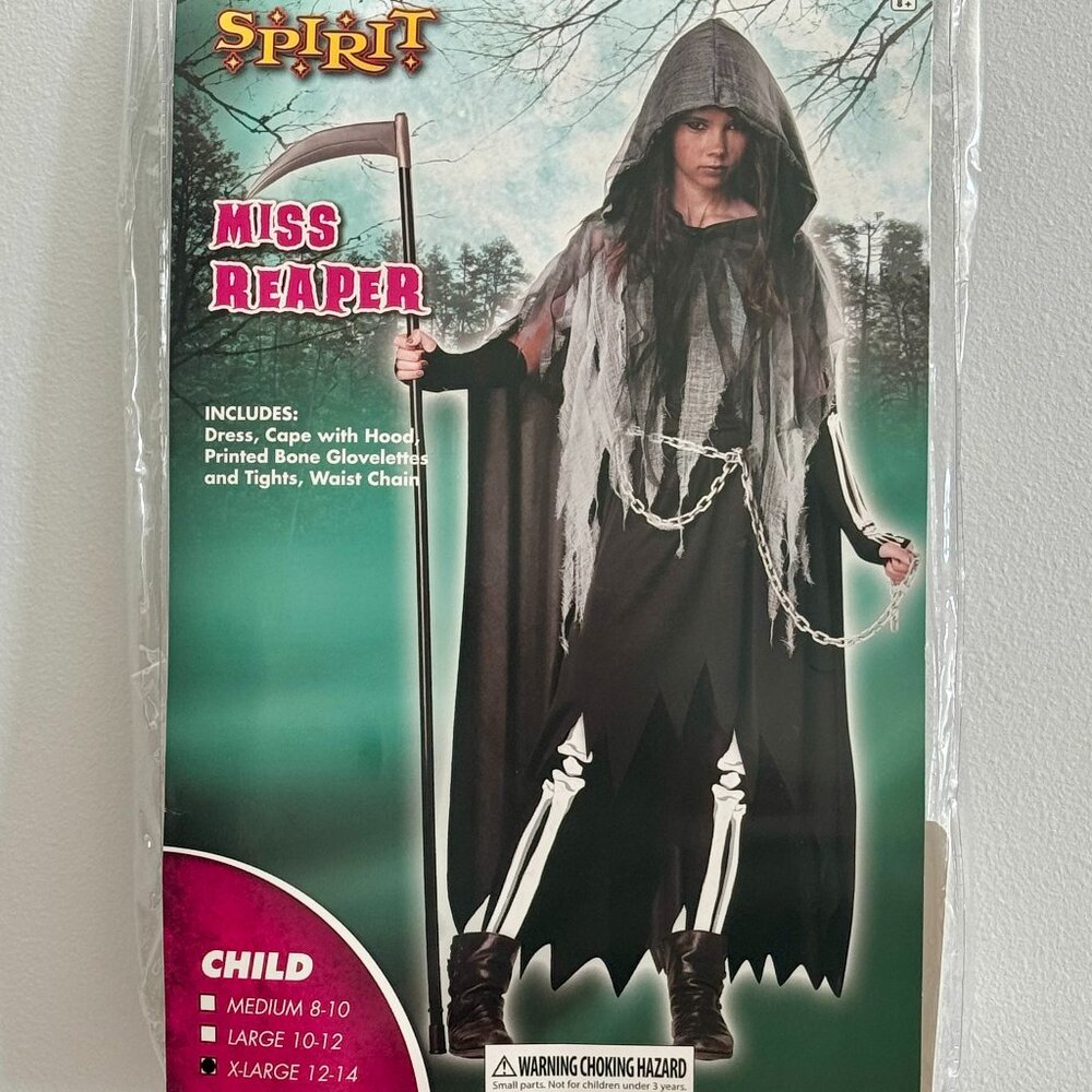 Spirit Halloween Miss Reaper Girl’s Tween Halloween Costume Size X-Large 12-14